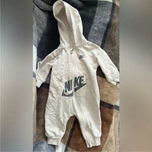 Nike Kids Hooded One Piece in White and Gray
